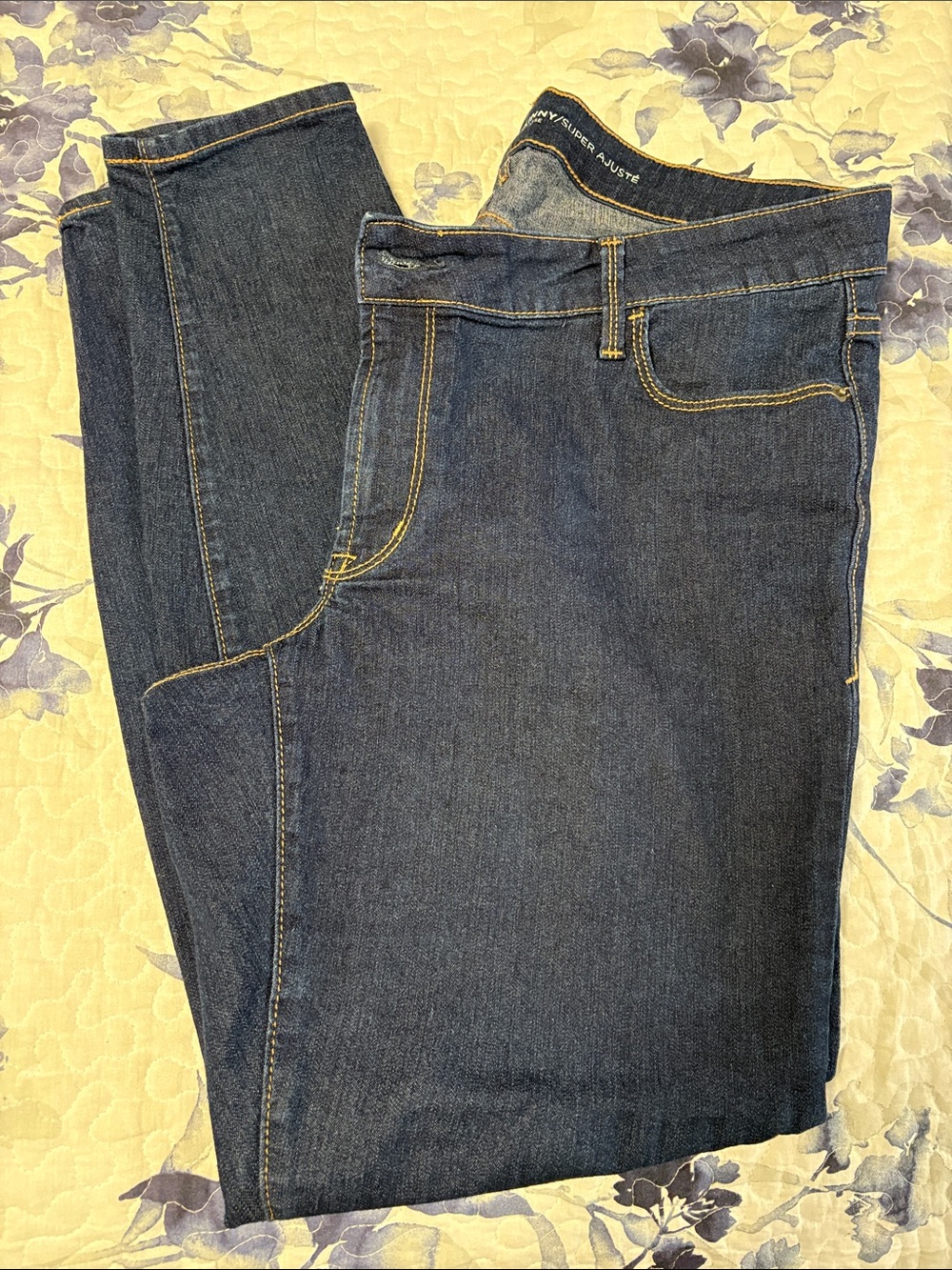 Old Navy Dark Blue Super Skinny Mid Rise Straight-Leg Jeans